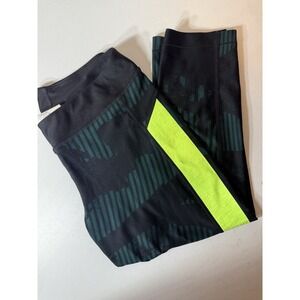 Under Armour Activewear Leggings Women L Large Black Geometric Compression Capri
